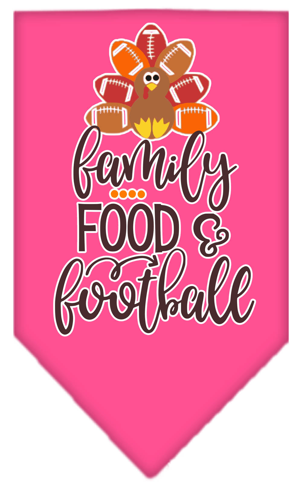 Family, Food, and Football Screen Print Bandana Bright Pink Small